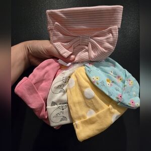 Gerber 5 Pack Hats 0-6 Months NWT